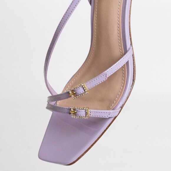 Anthropologie Lola Cruz Julia Sandals Kitten Heel Slingback Leather Lilac EU 38 - Picture 10 of 15